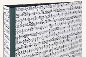 Folder with sheet music motif, handmade linen edges