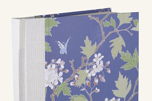 stylish notebook, floral illustration, green, pink, bird
