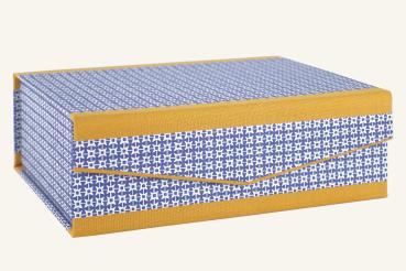 Preview: Box mit blauen Leinenkanten Basti Handmade in Germany
