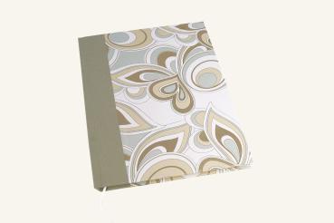 Preview: Notizbuch florales Design, vergoldete Ranken, grüner Leinenrücken