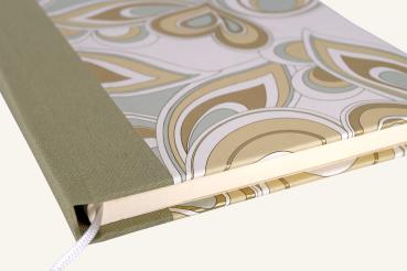 Preview: Schreibbuch orange grün mit edlem Schreibpapier