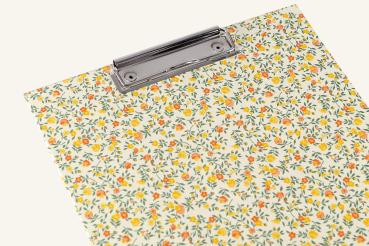 Flowery clipboard "Vroni", rain of flowers ornage yellow, handmade