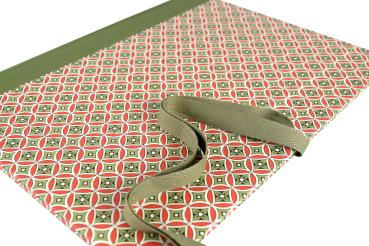 Preview: Grün- rote Sammelmappe "Sepp", Dokumentenmappe, handgemacht