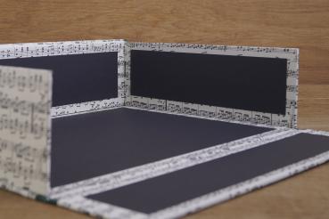 Large box for sheet music with dark green linen edges