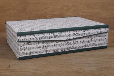 Large box for sheet music with dark green linen edges