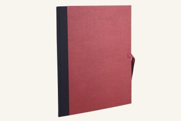 Notenmappe 35 x 27 cm, weinrot, Leinen schwarz