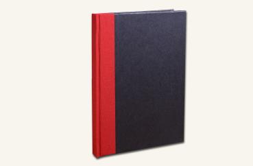 Writing and notebook black, with red linen
