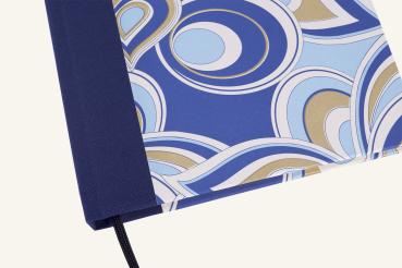 Preview: Notizbuch florales Design, vergoldete Ranken, grüner Leinenrücken