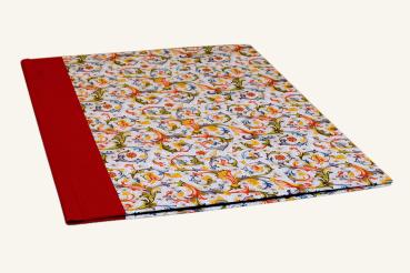 Preview: Besonders elegante Mappe mit buntem Florentinerpapier in rot und gold