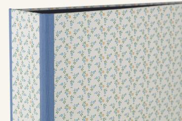 blau gelber ordner mit Leinenkanten, Handarbeit