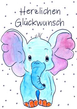 Elefant bunt, Aquarellfarbe