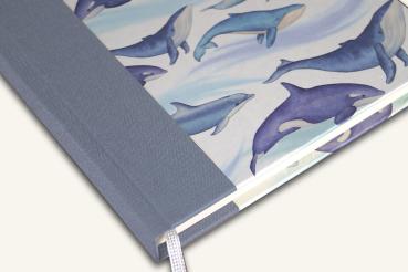 Blaues Notizbuch "Delphine", blanko 80 Blatt, Leinenrücken