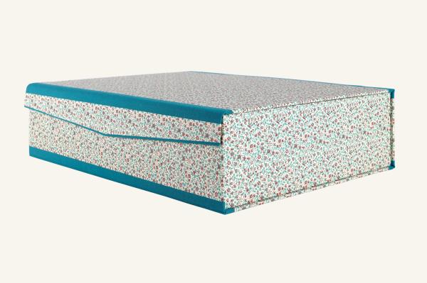 Licht und staubgeschütztes Aufbewahren,Schachtel gelb mit Streublütenmuster