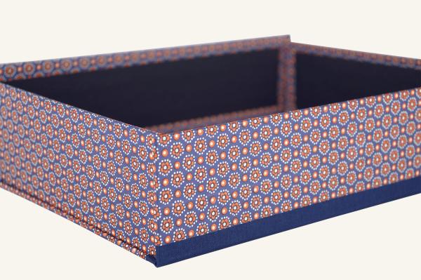 Schachtel "Korbi", Schachtel blau orange