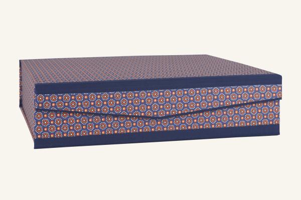 Schachtel "Korbi", Schachtel blau orange