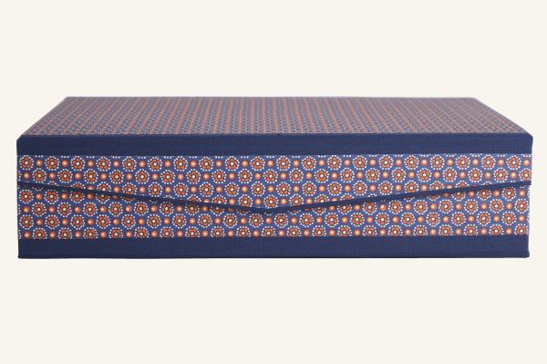 Schachtel "Korbi", Schachtel blau orange