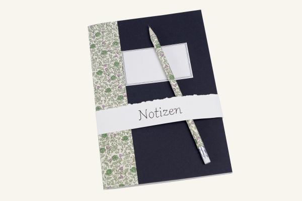 Set aus Schreibheft 16 Blatt und Bleistift mit Goldpapier verziert, hochwertiges Schreibpapier, Geschenk