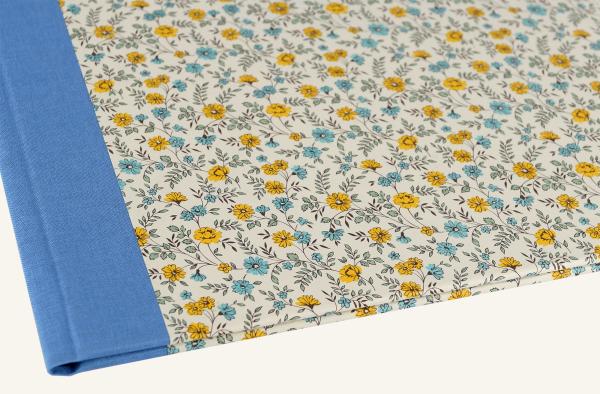 Folder blue yellow,"Mitzi", printed folder, handmade