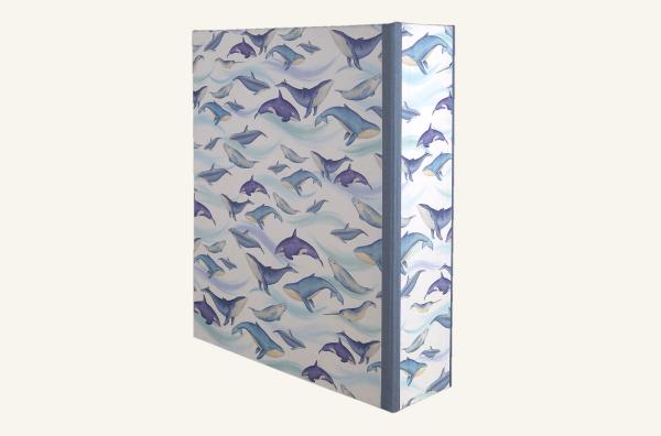 Ordner für Kinder mit blauen Walen Orkas und Delphinen