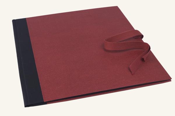 Notenmappe 35 x 27 cm, weinrot, Leinen schwarz
