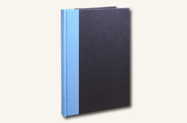 Writing and notebook black, with light blue linen