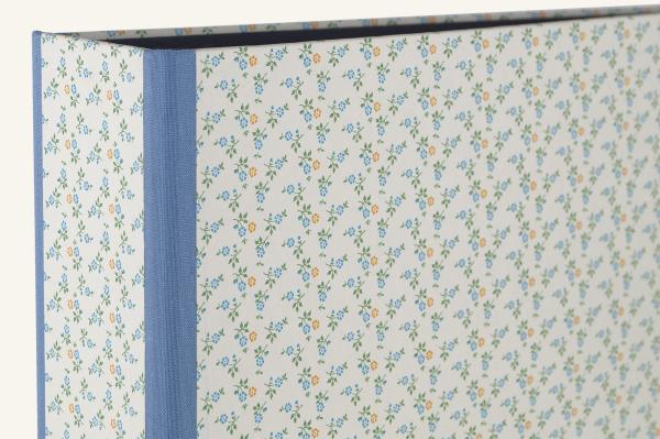 blau gelber ordner mit Leinenkanten, Handarbeit