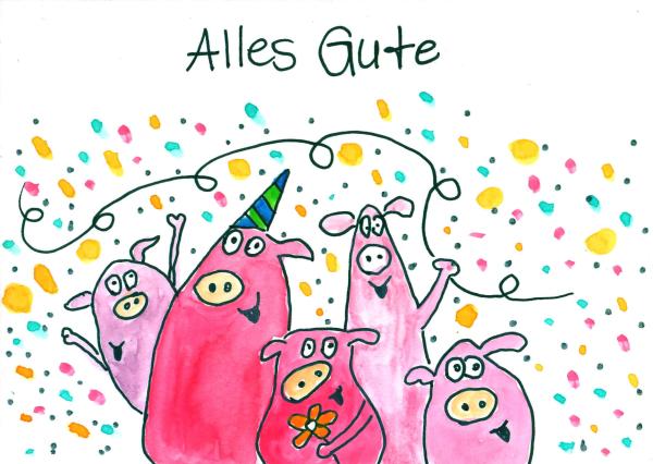 Grußkarte Aqarellfarbe